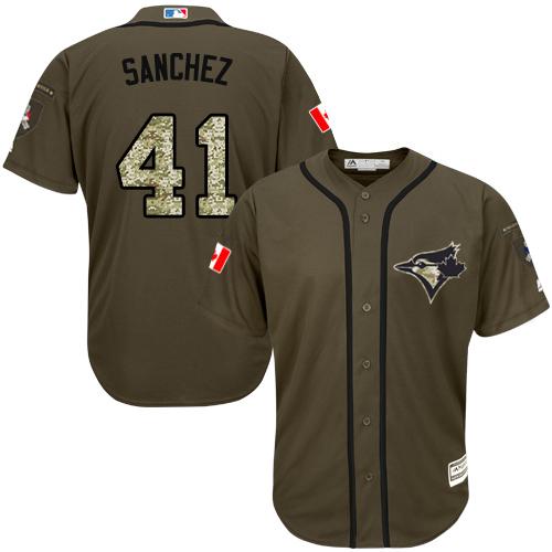 Blue Jays #41 Aaron Sanchez Green Salute to Service Stitched Youth MLB Jersey